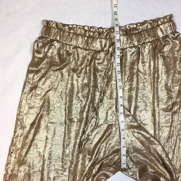 Shein Curve Womens 2XL Wide Leg Palazzo Lounge Pants Gold Glam Paperbag - Picture 4 of 8